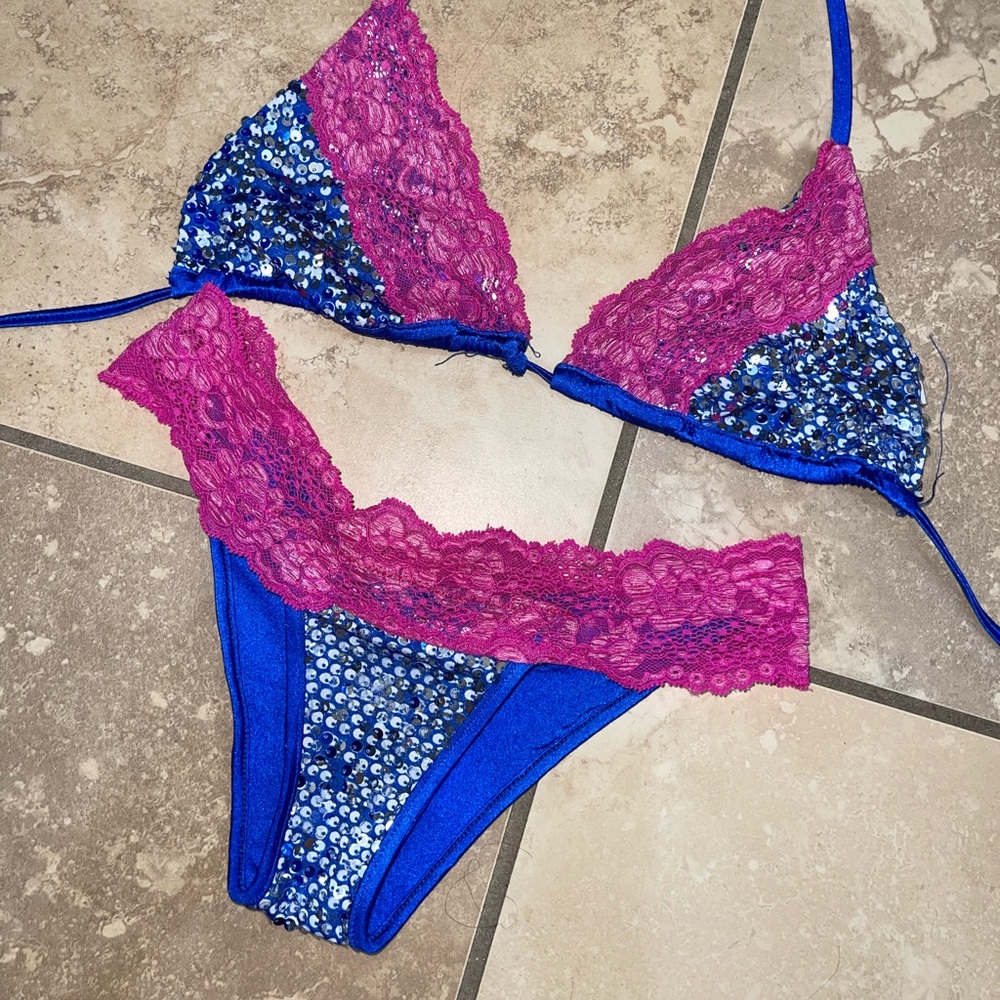 Beach Bunny Swimwear Blue sequin bikini